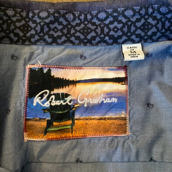 Robert Graham Men's Blue Paisley Cotton Collared Button Up Dress Shirt Size M - Picture 3 of 5